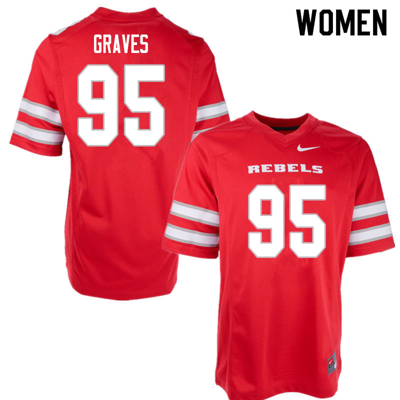Women #95 Jalen Graves UNLV Rebels College Football Jerseys Sale-Red